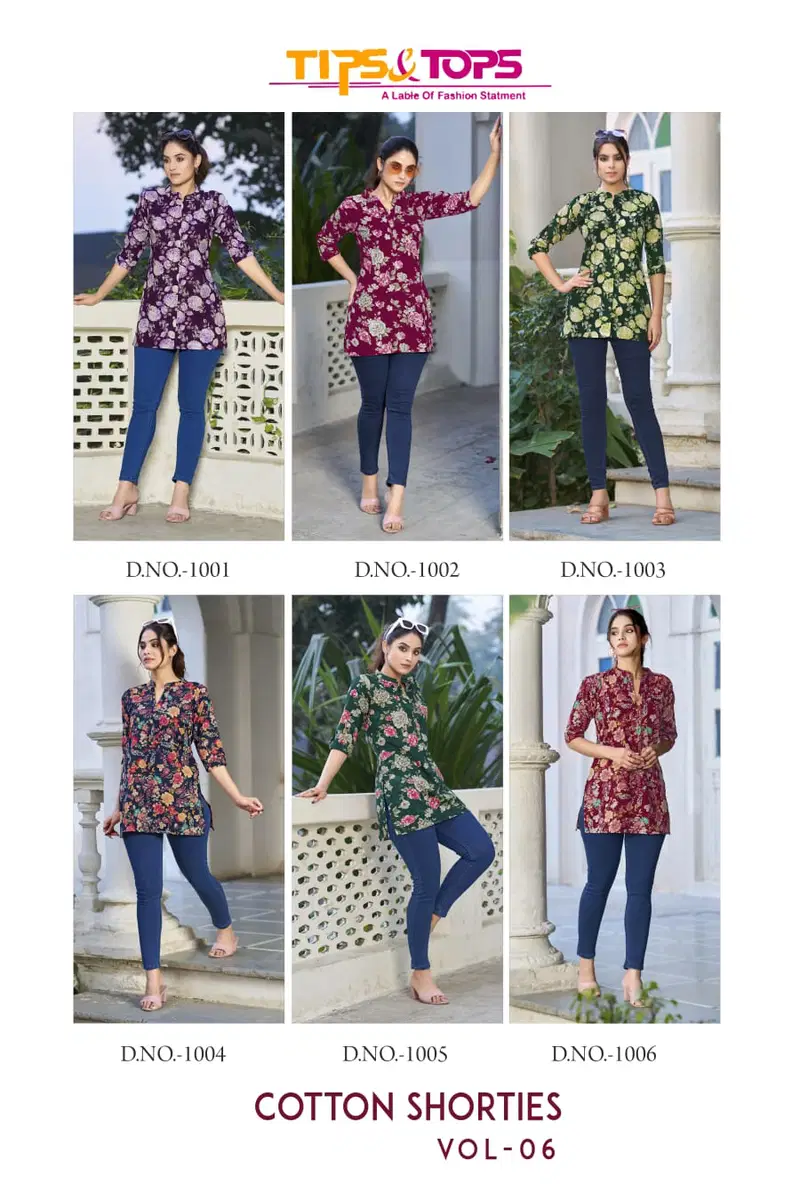 Cotton Shorties Vol 6 By Tips And Tops Cotton Printed Ladies Top Wholesale In India